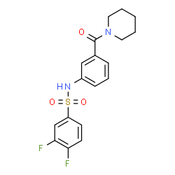 ChemSpider 2D Image | 3,4-Difluoro-N-[3-(1-piperidinylcarbonyl)phenyl]benzenesulfonamide | C18H18F2N2O3S