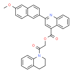 ChemSpider 2D Image | 2-(3,4-Dihydro-1(2H)-quinolinyl)-2-oxoethyl 2-(6-methoxy-2-naphthyl)-4-quinolinecarboxylate | C32H26N2O4
