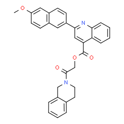 ChemSpider 2D Image | 2-(3,4-Dihydro-2(1H)-isoquinolinyl)-2-oxoethyl 2-(6-methoxy-2-naphthyl)-4-quinolinecarboxylate | C32H26N2O4