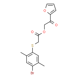 ChemSpider 2D Image | 2-(2-Furyl)-2-oxoethyl [(4-bromo-2,5-dimethylphenyl)sulfanyl]acetate | C16H15BrO4S