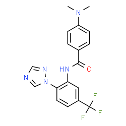 ChemSpider 2D Image | 4-(dimethylamino)-N-[2-(1,2,4-triazol-1-yl)-5-(trifluoromethyl)phenyl]benzamide | C18H16F3N5O
