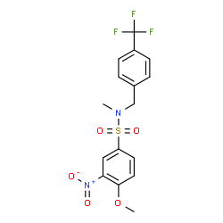ChemSpider 2D Image | 4-Methoxy-N-methyl-3-nitro-N-[4-(trifluoromethyl)benzyl]benzenesulfonamide | C16H15F3N2O5S