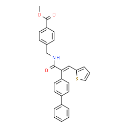 ChemSpider 2D Image | Methyl 4-({[(2E)-2-(4-biphenylyl)-3-(2-thienyl)-2-propenoyl]amino}methyl)benzoate | C28H23NO3S