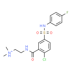 ChemSpider 2D Image | 2-({2-Chloro-5-[(4-fluorophenyl)sulfamoyl]benzoyl}amino)-N,N-dimethylethanaminium | C17H20ClFN3O3S