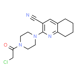 ChemSpider 2D Image | 2-[4-(Chloroacetyl)-1-piperazinyl]-5,6,7,8-tetrahydro-3-quinolinecarbonitrile | C16H19ClN4O