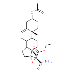 ChemSpider 2D Image | Ethyl (8xi,9xi,14xi,20S)-3-acetoxy-21-amino-21-oxo-17,20-epoxypregn-5-ene-20-carboxylate | C26H37NO6
