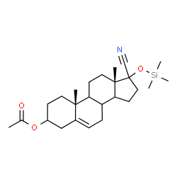 ChemSpider 2D Image | (8xi,9xi,14xi)-17-Cyano-17-[(trimethylsilyl)oxy]androst-5-en-3-yl acetate | C25H39NO3Si