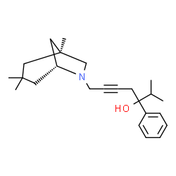 ChemSpider 2D Image | 2-Methyl-3-phenyl-7-[(1S,5R)-1,3,3-trimethyl-6-azabicyclo[3.2.1]oct-6-yl]-5-heptyn-3-ol | C24H35NO