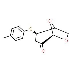 ChemSpider 2D Image | (2R,5R)-2-[(4-Methylphenyl)sulfanyl]-6,8-dioxabicyclo[3.2.1]octan-4-one | C13H14O3S