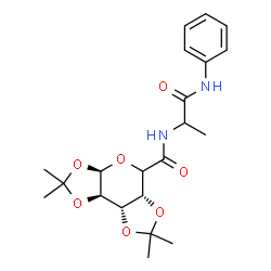 ChemSpider 2D Image | (3aR,5aR,8aS,8bR)-N-(1-Anilino-1-oxo-2-propanyl)-2,2,7,7-tetramethyltetrahydro-3aH-bis[1,3]dioxolo[4,5-b:4',5'-d]pyran-5-carboxamide | C21H28N2O7
