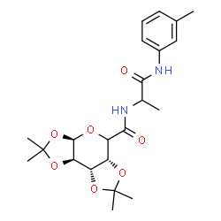 ChemSpider 2D Image | (3aR,5aR,8aS,8bR)-2,2,7,7-Tetramethyl-N-{1-[(3-methylphenyl)amino]-1-oxo-2-propanyl}tetrahydro-3aH-bis[1,3]dioxolo[4,5-b:4',5'-d]pyran-5-carboxamide | C22H30N2O7