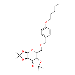 ChemSpider 2D Image | (3aR,5R,5aS,8aS,8bR)-2,2,7,7-Tetramethyl-5-({[4-(pentyloxy)benzyl]oxy}methyl)tetrahydro-3aH-bis[1,3]dioxolo[4,5-b:4',5'-d]pyran | C24H36O7