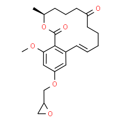 ChemSpider 2D Image | (3S,11E)-16-Methoxy-3-methyl-14-(2-oxiranylmethoxy)-3,4,5,6,9,10-hexahydro-1H-2-benzoxacyclotetradecine-1,7(8H)-dione | C22H28O6