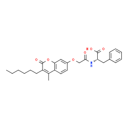 ChemSpider 2D Image | N-{[(3-Hexyl-4-methyl-2-oxo-2H-chromen-7-yl)oxy]acetyl}-L-phenylalanine | C27H31NO6