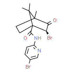 ChemSpider 2D Image | (2S)-2-Bromo-N-(5-bromo-2-pyridinyl)-4,7,7-trimethyl-3-oxobicyclo[2.2.1]heptane-1-carboxamide | C16H18Br2N2O2