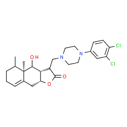 ChemSpider 2D Image | (3aS,4aR,9aR)-3-{[4-(3,4-Dichlorophenyl)-1-piperazinyl]methyl}-4-hydroxy-4a,5-dimethyl-3a,4,4a,5,6,7,9,9a-octahydronaphtho[2,3-b]furan-2(3H)-one | C25H32Cl2N2O3