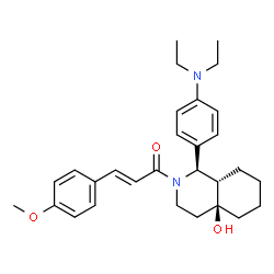 ChemSpider 2D Image | (2E)-1-[(1R,4aS,8aS)-1-[4-(Diethylamino)phenyl]-4a-hydroxyoctahydro-2(1H)-isoquinolinyl]-3-(4-methoxyphenyl)-2-propen-1-one | C29H38N2O3