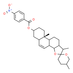 ChemSpider 2D Image | (9aS)-1,5',9a-Trimethyl-3',3a,3b,4',5',5a,6,6',7,8,9,9a,9b,10,11,11a-hexadecahydro-1H-spiro[phenanthro[1,2-b]furan-2,2'-pyran]-7-yl 4-nitrobenzoate | C30H39NO6