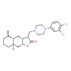 ChemSpider 2D Image | (3aR,4aS,8aR,9aR)-3-{[4-(3,4-Dichlorophenyl)-1-piperazinyl]methyl}-8a-methyl-5-methylenedecahydronaphtho[2,3-b]furan-2(3H)-one | C25H32Cl2N2O2