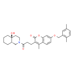 ChemSpider 2D Image | 7-[(2,5-Dimethylbenzyl)oxy]-3-{3-[(4aS,8aS)-4a-hydroxyoctahydro-2(1H)-isoquinolinyl]-3-oxopropyl}-4-methyl-2H-chromen-2-one | C31H37NO5