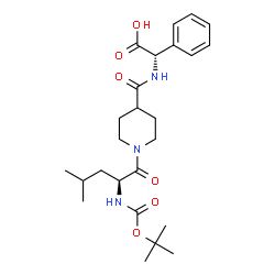 ChemSpider 2D Image | (2S)-({[1-(N-{[(2-Methyl-2-propanyl)oxy]carbonyl}-L-leucyl)-4-piperidinyl]carbonyl}amino)(phenyl)acetic acid | C25H37N3O6