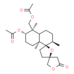 ChemSpider 2D Image | (2''R,3S,5'R,5''R,6''S,8a''S)-5''-(Acetoxymethyl)-2'',5'',8a''-trimethyl-5-oxododecahydro-2''H-dispiro[furan-3,2'-furan-5',1''-naphthalen]-6''-yl acetate | C24H36O7