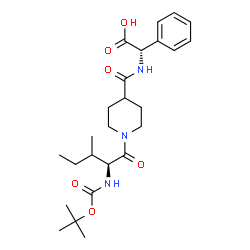 ChemSpider 2D Image | (2S)-({[1-(N-{[(2-Methyl-2-propanyl)oxy]carbonyl}-L-isoleucyl)-4-piperidinyl]carbonyl}amino)(phenyl)acetic acid | C25H37N3O6