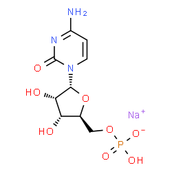 ChemSpider 2D Image | Sodium 4-amino-1-[5-O-(hydroxyphosphinato)-alpha-L-ribofuranosyl]-2(1H)-pyrimidinone | C9H13N3NaO8P