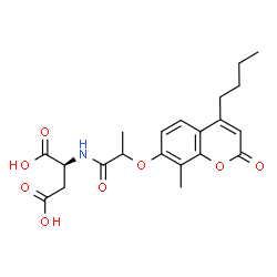 ChemSpider 2D Image | N-{2-[(4-Butyl-8-methyl-2-oxo-2H-chromen-7-yl)oxy]propanoyl}-L-aspartic acid | C21H25NO8