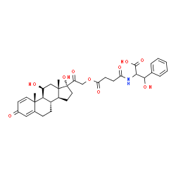 ChemSpider 2D Image | N-(4-{[(11beta)-11,17-Dihydroxy-3,20-dioxopregna-1,4-dien-21-yl]oxy}-4-oxobutanoyl)-beta-hydroxyphenylalanine | C34H41NO10