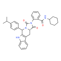 ChemSpider 2D Image | N-Cyclohexyl-2-[(11aS)-5-(4-isopropylphenyl)-1,3-dioxo-5,6,11,11a-tetrahydro-1H-imidazo[1',5':1,6]pyrido[3,4-b]indol-2(3H)-yl]benzamide | C35H36N4O3