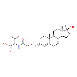 ChemSpider 2D Image | N-[({(E)-[(3E,17beta)-17-Hydroxy-17-methylandrost-4-en-3-ylidene]amino}oxy)acetyl]valine | C27H42N2O5