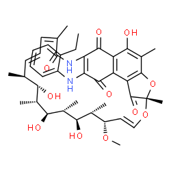 ChemSpider 2D Image | (7S,9E,11S,12S,13S,14S,15S,16R,17S,18S,19E,21Z)-26-[(2-Ethylphenyl)amino]-2,13,15,17-tetrahydroxy-11-methoxy-3,7,12,14,16,18,22-heptamethyl-8,30-dioxa-24-azatetracyclo[23.3.1.1~4,7~.0~5,28~]triaconta-
1(28),2,4,9,19,21,25-heptaene-6,23,27,29-tetrone | C43H52N2O11