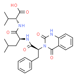 ChemSpider 2D Image | N-[(2S)-2-(2,4-Dioxo-1,4-dihydro-3(2H)-quinazolinyl)-3-phenylpropanoyl]-L-leucyl-D-valine | C28H34N4O6