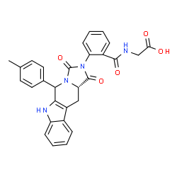ChemSpider 2D Image | N-{2-[(11aS)-5-(4-Methylphenyl)-1,3-dioxo-5,6,11,11a-tetrahydro-1H-imidazo[1',5':1,6]pyrido[3,4-b]indol-2(3H)-yl]benzoyl}glycine | C29H24N4O5