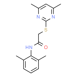 ChemSpider 2D Image | N-(2,6-Dimethylphenyl)-2-[(4,6-dimethyl-2-pyrimidinyl)sulfanyl]acetamide | C16H19N3OS