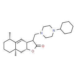 ChemSpider 2D Image | (3aR,5S,8aR,9aR)-3-[(4-Cyclohexyl-1-piperazinyl)methyl]-5,8a-dimethyl-3a,5,6,7,8,8a,9,9a-octahydronaphtho[2,3-b]furan-2(3H)-one | C25H40N2O2