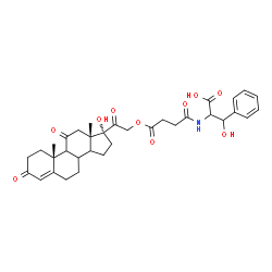 ChemSpider 2D Image | beta-Hydroxy-N-(4-{[(8xi,9xi,14xi)-17-hydroxy-3,11,20-trioxopregn-4-en-21-yl]oxy}-4-oxobutanoyl)phenylalanine | C34H41NO10