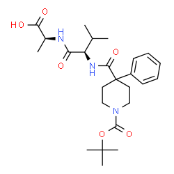 ChemSpider 2D Image | N-[(1-{[(2-Methyl-2-propanyl)oxy]carbonyl}-4-phenyl-4-piperidinyl)carbonyl]-D-valyl-L-alanine | C25H37N3O6