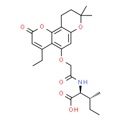 ChemSpider 2D Image | N-{[(4-Ethyl-8,8-dimethyl-2-oxo-9,10-dihydro-2H,8H-pyrano[2,3-f]chromen-5-yl)oxy]acetyl}-L-alloisoleucine | C24H31NO7