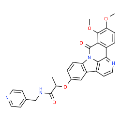 ChemSpider 2D Image | 2-[(10,11-Dimethoxy-9-oxo-9H-benzo[c]indolo[3,2,1-ij][1,5]naphthyridin-5-yl)oxy]-N-(4-pyridinylmethyl)propanamide | C29H24N4O5