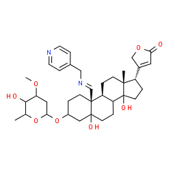 ChemSpider 2D Image | (8xi,14xi,17alpha,19E)-3-[(2,6-Dideoxy-3-O-methylhexopyranosyl)oxy]-5,14-dihydroxy-19-[(4-pyridinylmethyl)imino]card-20(22)-enolide | C36H50N2O8