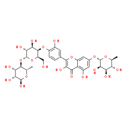 ChemSpider 2D Image | 6-Deoxy-4-O-[4-O-(4-{7-[(6-deoxy-alpha-L-mannopyranosyl)oxy]-3,5-dihydroxy-4-oxo-4H-chromen-2-yl}-2-hydroxyphenyl)-alpha-D-galactopyranosyl]-alpha-L-mannopyranose | C33H40O20