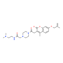 ChemSpider 2D Image | N-[2-(Dimethylamino)ethyl]-2-[4-({4-methyl-7-[(2-methyl-2-propen-1-yl)oxy]-2-oxo-2H-chromen-3-yl}acetyl)-1-piperazinyl]acetamide | C26H36N4O5