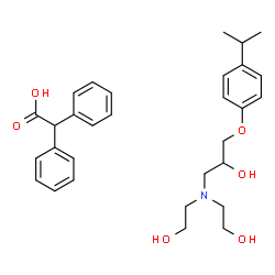 ChemSpider 2D Image | Diphenylacetic acid - 1-[bis(2-hydroxyethyl)amino]-3-(4-isopropylphenoxy)-2-propanol (1:1) | C30H39NO6