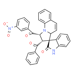 ChemSpider 2D Image | (1'R,2'S,3R)-2'-Benzoyl-1'-(3-nitrobenzoyl)-1',2'-dihydro-3a'H-spiro[indole-3,3'-pyrrolo[1,2-a]quinolin]-2(1H)-one | C33H23N3O5