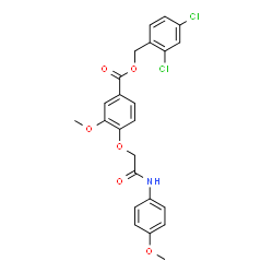 ChemSpider 2D Image | 2,4-Dichlorobenzyl 3-methoxy-4-{2-[(4-methoxyphenyl)amino]-2-oxoethoxy}benzoate | C24H21Cl2NO6