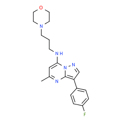ChemSpider 2D Image | 3-(4-Fluorophenyl)-5-methyl-N-[3-(4-morpholinyl)propyl]pyrazolo[1,5-a]pyrimidin-7-amine | C20H24FN5O