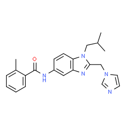 ChemSpider 2D Image | N-[2-(1H-Imidazol-1-ylmethyl)-1-isobutyl-1H-benzimidazol-5-yl]-2-methylbenzamide | C23H25N5O