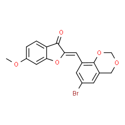 ChemSpider 2D Image | (2Z)-2-[(6-Bromo-4H-1,3-benzodioxin-8-yl)methylene]-6-methoxy-1-benzofuran-3(2H)-one | C18H13BrO5